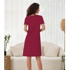 image:imageWiWi Bamboo Viscose Nightgowns for Women Super Soft Short Sleeve V Neck Sleep Dress Cooling Plus Size Lounge Sleepwear S4XWine