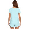 image:imageWiWi Bamboo Viscose Pajama Set for Women Soft Short Sleeve Top and Short 2 Piece Pjs Sleepwear Summer Cooling LoungewearAqua