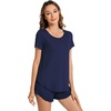 image:imageWiWi Bamboo Viscose Pajama Set for Women Soft Short Sleeve Top and Short 2 Piece Pjs Sleepwear Summer Cooling LoungewearNavy