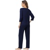 image:imageWiWi Bamboo Viscose Womens Pajama Set 34 Sleeve Pajamas Crewneck Sleepwear Sets Soft Loungewear Pjs with Pockets SXXLAnavy