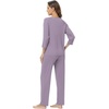 image:imageWiWi Bamboo Viscose Womens Pajama Set 34 Sleeve Pajamas Crewneck Sleepwear Sets Soft Loungewear Pjs with Pockets SXXLAviolet