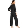 image:imageWiWi Bamboo Viscose Womens Pajama Set 34 Sleeve Pajamas Crewneck Sleepwear Sets Soft Loungewear Pjs with Pockets SXXLBblack
