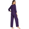 image:imageWiWi Bamboo Viscose Womens Pajama Set 34 Sleeve Pajamas Crewneck Sleepwear Sets Soft Loungewear Pjs with Pockets SXXLBdark Purple