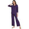 image:imageWiWi Bamboo Viscose Womens Pajama Set 34 Sleeve Pajamas Crewneck Sleepwear Sets Soft Loungewear Pjs with Pockets SXXLBdark Purple