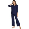 image:imageWiWi Bamboo Viscose Womens Pajama Set 34 Sleeve Pajamas Crewneck Sleepwear Sets Soft Loungewear Pjs with Pockets SXXLBnavy