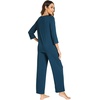 image:imageWiWi Bamboo Viscose Womens Pajama Set 34 Sleeve Pajamas Crewneck Sleepwear Sets Soft Loungewear Pjs with Pockets SXXLBpeacock Blue