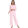 image:imageWiWi Bamboo Viscose Womens Pajama Set 34 Sleeve Pajamas Crewneck Sleepwear Sets Soft Loungewear Pjs with Pockets SXXLBpink
