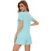 image:imageWiWi Bamboo Viscose Womens Pajama Sets Tshirt amp Sleep Shorts Loungewear Set Soft 2 Piece Pjs Summer Cooling Sleepwear SXXLAaqua