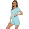 image:imageWiWi Bamboo Viscose Womens Pajama Sets Tshirt amp Sleep Shorts Loungewear Set Soft 2 Piece Pjs Summer Cooling Sleepwear SXXLAaqua