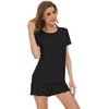 image:imageWiWi Bamboo Viscose Womens Pajama Sets Tshirt amp Sleep Shorts Loungewear Set Soft 2 Piece Pjs Summer Cooling Sleepwear SXXLAblack