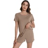 image:imageWiWi Bamboo Viscose Womens Pajama Sets Tshirt amp Sleep Shorts Loungewear Set Soft 2 Piece Pjs Summer Cooling Sleepwear SXXLAcamel