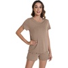 image:imageWiWi Bamboo Viscose Womens Pajama Sets Tshirt amp Sleep Shorts Loungewear Set Soft 2 Piece Pjs Summer Cooling Sleepwear SXXLAcamel