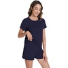 image:imageWiWi Bamboo Viscose Womens Pajama Sets Tshirt amp Sleep Shorts Loungewear Set Soft 2 Piece Pjs Summer Cooling Sleepwear SXXLAnavy