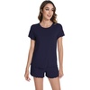 image:imageWiWi Bamboo Viscose Womens Pajama Sets Tshirt amp Sleep Shorts Loungewear Set Soft 2 Piece Pjs Summer Cooling Sleepwear SXXLAnavy