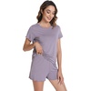 image:imageWiWi Bamboo Viscose Womens Pajama Sets Tshirt amp Sleep Shorts Loungewear Set Soft 2 Piece Pjs Summer Cooling Sleepwear SXXLAviolet