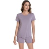 image:imageWiWi Bamboo Viscose Womens Pajama Sets Tshirt amp Sleep Shorts Loungewear Set Soft 2 Piece Pjs Summer Cooling Sleepwear SXXLAviolet