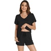 image:imageWiWi Bamboo Viscose Womens Pajama Sets Tshirt amp Sleep Shorts Loungewear Set Soft 2 Piece Pjs Summer Cooling Sleepwear SXXLBblack