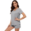 image:imageWiWi Bamboo Viscose Womens Pajama Sets Tshirt amp Sleep Shorts Loungewear Set Soft 2 Piece Pjs Summer Cooling Sleepwear SXXLBheather Grey