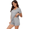 image:imageWiWi Bamboo Viscose Womens Pajama Sets Tshirt amp Sleep Shorts Loungewear Set Soft 2 Piece Pjs Summer Cooling Sleepwear SXXLBheather Grey