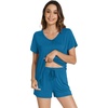 image:imageWiWi Bamboo Viscose Womens Pajama Sets Tshirt amp Sleep Shorts Loungewear Set Soft 2 Piece Pjs Summer Cooling Sleepwear SXXLBteal Blue