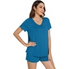 image:imageWiWi Bamboo Viscose Womens Pajama Sets Tshirt amp Sleep Shorts Loungewear Set Soft 2 Piece Pjs Summer Cooling Sleepwear SXXLBteal Blue