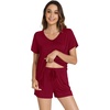 image:imageWiWi Bamboo Viscose Womens Pajama Sets Tshirt amp Sleep Shorts Loungewear Set Soft 2 Piece Pjs Summer Cooling Sleepwear SXXLBwine Red
