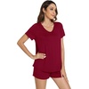 image:imageWiWi Bamboo Viscose Womens Pajama Sets Tshirt amp Sleep Shorts Loungewear Set Soft 2 Piece Pjs Summer Cooling Sleepwear SXXLBwine Red