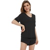 image:imageWiWi Bamboo Viscose Womens Pajama Sets Tshirt amp Sleep Shorts Loungewear Set Soft 2 Piece Pjs Summer Cooling Sleepwear SXXLCblack