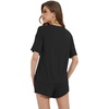 image:imageWiWi Bamboo Viscose Womens Pajama Sets Tshirt amp Sleep Shorts Loungewear Set Soft 2 Piece Pjs Summer Cooling Sleepwear SXXLCblack