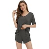 image:imageWiWi Bamboo Viscose Womens Pajama Sets Tshirt amp Sleep Shorts Loungewear Set Soft 2 Piece Pjs Summer Cooling Sleepwear SXXLCiron Grey