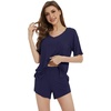 image:imageWiWi Bamboo Viscose Womens Pajama Sets Tshirt amp Sleep Shorts Loungewear Set Soft 2 Piece Pjs Summer Cooling Sleepwear SXXLCnavy