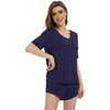 image:imageWiWi Bamboo Viscose Womens Pajama Sets Tshirt amp Sleep Shorts Loungewear Set Soft 2 Piece Pjs Summer Cooling Sleepwear SXXLCnavy