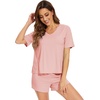 image:imageWiWi Bamboo Viscose Womens Pajama Sets Tshirt amp Sleep Shorts Loungewear Set Soft 2 Piece Pjs Summer Cooling Sleepwear SXXLCpeach Pink