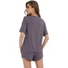 image:imageWiWi Bamboo Viscose Womens Pajama Sets Tshirt amp Sleep Shorts Loungewear Set Soft 2 Piece Pjs Summer Cooling Sleepwear SXXLCpurplish Grey