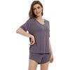 image:imageWiWi Bamboo Viscose Womens Pajama Sets Tshirt amp Sleep Shorts Loungewear Set Soft 2 Piece Pjs Summer Cooling Sleepwear SXXLCpurplish Grey