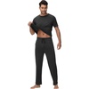 image:imageWiWi Cooling Mens Pajamas Set Super Soft Viscose Bamboo Sleepwear Sleep Sets Short Sleeve Loungewear with Pockets SXXLAcharcoal Heather