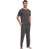 image:imageWiWi Cooling Mens Pajamas Set Super Soft Viscose Bamboo Sleepwear Sleep Sets Short Sleeve Loungewear with Pockets SXXLAdark Grey