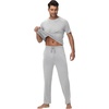 image:imageWiWi Cooling Mens Pajamas Set Super Soft Viscose Bamboo Sleepwear Sleep Sets Short Sleeve Loungewear with Pockets SXXLAlight Heather Grey