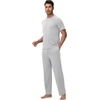 image:imageWiWi Cooling Mens Pajamas Set Super Soft Viscose Bamboo Sleepwear Sleep Sets Short Sleeve Loungewear with Pockets SXXLAlight Heather Grey