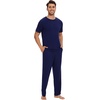 image:imageWiWi Cooling Mens Pajamas Set Super Soft Viscose Bamboo Sleepwear Sleep Sets Short Sleeve Loungewear with Pockets SXXLAnavy
