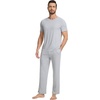 image:imageWiWi Cooling Mens Pajamas Set Super Soft Viscose Bamboo Sleepwear Sleep Sets Short Sleeve Loungewear with Pockets SXXLBash Grey