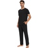image:imageWiWi Cooling Mens Pajamas Set Super Soft Viscose Bamboo Sleepwear Sleep Sets Short Sleeve Loungewear with Pockets SXXLBblack