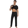image:imageWiWi Cooling Mens Pajamas Set Super Soft Viscose Bamboo Sleepwear Sleep Sets Short Sleeve Loungewear with Pockets SXXLBblack