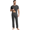 image:imageWiWi Cooling Mens Pajamas Set Super Soft Viscose Bamboo Sleepwear Sleep Sets Short Sleeve Loungewear with Pockets SXXLBcharcoal Heather
