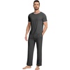 image:imageWiWi Cooling Mens Pajamas Set Super Soft Viscose Bamboo Sleepwear Sleep Sets Short Sleeve Loungewear with Pockets SXXLBcharcoal Heather