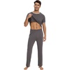 image:imageWiWi Cooling Mens Pajamas Set Super Soft Viscose Bamboo Sleepwear Sleep Sets Short Sleeve Loungewear with Pockets SXXLBdark Grey