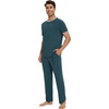 image:imageWiWi Cooling Mens Pajamas Set Super Soft Viscose Bamboo Sleepwear Sleep Sets Short Sleeve Loungewear with Pockets SXXLBgreen
