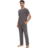 image:imageWiWi Cooling Mens Pajamas Set Super Soft Viscose Bamboo Sleepwear Sleep Sets Short Sleeve Loungewear with Pockets SXXLBgreen
