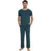 image:imageWiWi Cooling Mens Pajamas Set Super Soft Viscose Bamboo Sleepwear Sleep Sets Short Sleeve Loungewear with Pockets SXXLBgreen