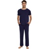 image:imageWiWi Cooling Mens Pajamas Set Super Soft Viscose Bamboo Sleepwear Sleep Sets Short Sleeve Loungewear with Pockets SXXLBnavy